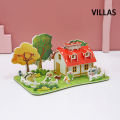 DIY House 3D Paper Puzzle Safe Cartoon Castle Construction Model For Kids Hand On Ability Early Learning Educational Toys MuXiaRe. 