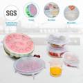 Kitchen Reusable Silicone Stretch Seal Lid Preservation Vacuum Food Storage Bowl Cover 6 Pcs Set.