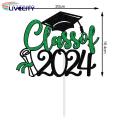 Graduation Cake Accessories Glitter Graduation Cake Topper Set Class of 2024 Congratulations Card Gift for Graduate Party Decor Finish School Celebration Class of 2024 Cake Decorations.
