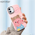 Hontinga for iPhone 15 11 13 14 12 Pro Max 6 6S Plus XR 8 7 Plus XS X Max SE 2020 Back Cover Luxury Silver Edge Lens Cartoon Loopy Pattern Soft Liquid Silicone Phone Case.