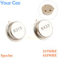 5pcs 315 433MHz Resonator Crystal Oscillator R315A R433A Quartz Through Holes Surface Acoustic Wave Oscillator KIt Round 3 pins.