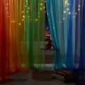 RYBHOME 7Pcs Colorful Rainbow Gradient Sheer Curtains for Living Room Tulle Curtain Drapes Sheer Window Curtains for Party Decor.