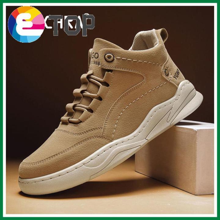 Leather Sneakers Shoes For Men High Top Shoes Men Korean Fashion Men Ankle  Boots Men's Sport Shoes Lace Up Men Shoes