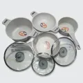 Kiam Non Stick 7 Pcs Cookware Set For Superior Release -1Pc Casserol, 1Pc Fry pan, 1Pc Karai and 1Pc Milk pan with 3 lids.