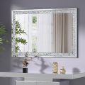 Full Length Mirror- 65 x 21.6 Crystal Crush Diamond Floor Mirror with Standing Silver Large Full Body Mirror.