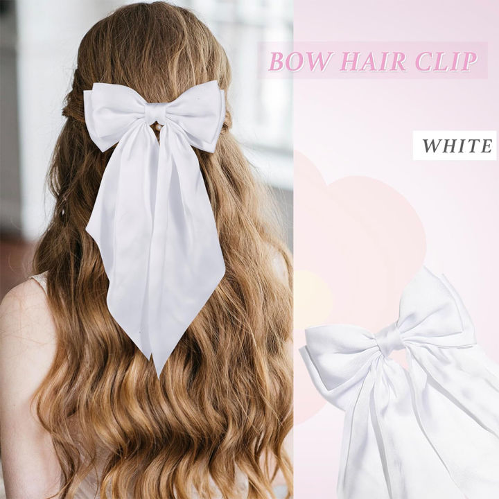 Hair%20Bows%20for%20Girls%20Ribbons%20Pink/Black/White%20Bow%20Girls%20Ribbon%20Hair%20Accessories%20for%20Woman%20Simple%20Solid%20Satin%20Spring%20Clip%20Hair%20Pin%20-%20Image%207
