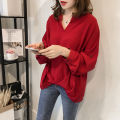 2024 Autumn New Korean Style Loose Large Size Batwing Sleeve Shirt Women's Long-Sleeved Shirt Simple All-Match Casual Shirt.