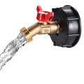 275-330 Gallon IBC Tote Tank Adapter, Ibc Tote Fittings, S60 X 6 Coarse Thread + Garden Hose Valve Faucet. 