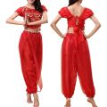 Ladies Belly Dance Costume Set Sequin Crop Top+Harem Pants Outfit Set Oriental Indian Dance Arabic Halloween Goddess Costumes.