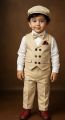 Elegant Party/ Eid / Puja / Birthday & Wedding Dress – 5-Piece Baby Boy Formal Suit Set (Maroon, Black, White Shirt) with Full Pant, Vest, Cap, & Bow Tie – Age 3-4 Years. 