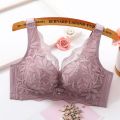 New lace women's bra top support gather side adjustment type without steel ring medium thick underwear women sexy push up bras. 
