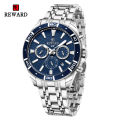New Design REWARD VIP Business Watches for Men Stainless Quartz Wristwatches Waterproof Chronograph Luminous Sport Wrist Watch.