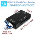 STONEGO Multifunction USB Card Reader USB2.0/ Micro USB/ Type C OTG Card Reader SD / TF / USB 2.0 High Speed Reader Writer. 