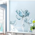 Gorgeous Wall Paint Ideas and Designs - Elegant Blue Dream Flower Fantasy Beautiful 3D Stylish PVC Wall Stickers For Home Decor.