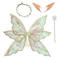 Cosme Lightweight Organza Wings Magical Fairy Costume Set with Wings Wand Elf Ears Floral Garland Lightweight Sparkly Fairy Hair Tinsel Perfect for Fairy Wings Costume Set. 