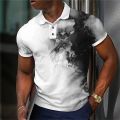 Simple Men'S Polo Shirt Splash Ink Printing Daily Casual Short Sleeve Street Top Tees Summer Men Clothing Loose Oversized-Shirts. 
