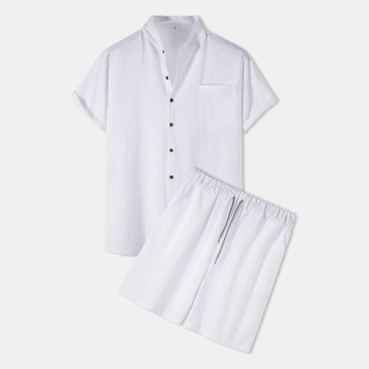 Highly%20Sustainable%20-%20Men's%20Fashionable%20Cotton%20And%20Linen%20Short%20Sleeve%20Casual%20Shirt%20Suit%20-%20Durabilty%20Assured%20-%20Well%20Inspired%20&%20Crafted%20-%20Image%202