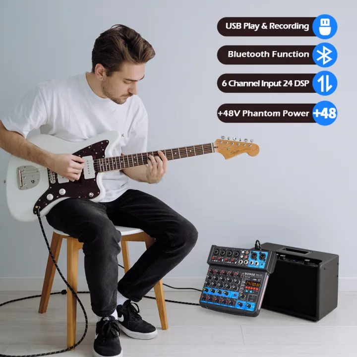 BOMGE%206%20Channel%20mini%20DJ%20Audio%20Sound%20Mixer%20Interface%20with%20MP3%E3%80%81%20USB,%20Bluetooth%20,%20Stereo%20Recording,%2048V%20Phantom%20Power,%2024%20DSP%20for%20karaoke,%20performance,%20church%20singing%20,%20%20streaming%20-%20Image%204
