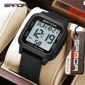 Sanda Square Solid Color Watch Retro Trendy Night Light Waterproof Electronic Men's Watch SD2194-6.