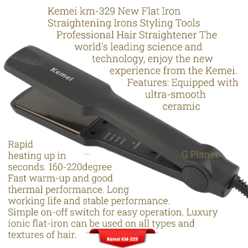 Kemei%20KM-329%20Professional%20Electric%20Hair%20Straightener%20Ceramic%20Anti-Static%20New%20(Black)%20-%20Hair%20Straightener%20-%20Image%202