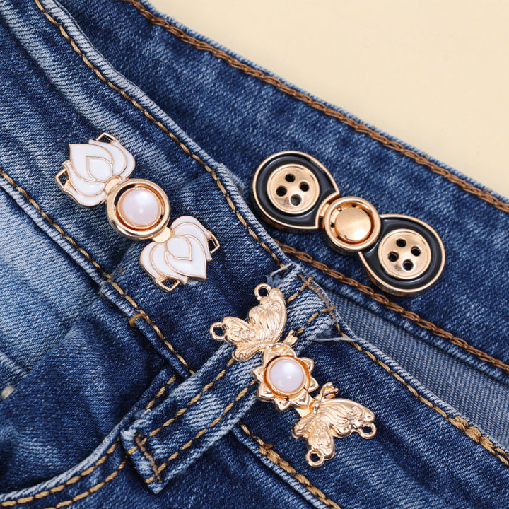 1/5/10Pairs%20New%20Sewing-free%20Metal%20Butterflies%20Button%20Skirt%20Pants%20Waist%20Adjustment%20Buckle%20Clothing%20Decoration%20Accessories%20-%20Image%202