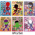 Kawaii Puzzle Stickers DIY Spider-Man Iron Man Hulk Cartoon Anime Luggage Notebook Skateboard Decals Decoration Kids Toys Gifts. 