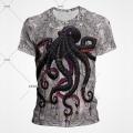 Ocean octopus graphic t shirt print T-shirts men vintage goth tee men's tshirt fashion summer short sleeve 3D anime printed tops.