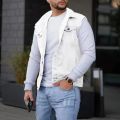 Mens Denim Jcket Vest Spring And Autumn Fashion Leisure High Street Edge Solid Color Buckle Turn Down Collar Slim Vest Coat 4.