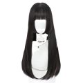 Jellyfish Hime Cut Black Long Straight Wig Female Long Hair Natural Realistic Full-Head Wig Princess Cut lolita. 