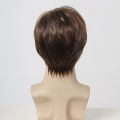 Bob Pixie Cut Wig for Men Light Brown Short Straight Synthetic Layered Wig with Bangs Natural Looking Hair for Cosplay Daily. 