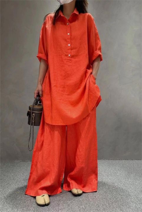 Woman%E2%80%99s%20Solid%20color%20mid-length%20shirt%20women%20summer%20new%20fashion%20loose%20casual%20suit%20-%20Image%207