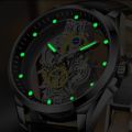 Men's Automatic Movement Watch Round Wrist Watch with Double-sided Hollow for Outside Office Business Meeting.