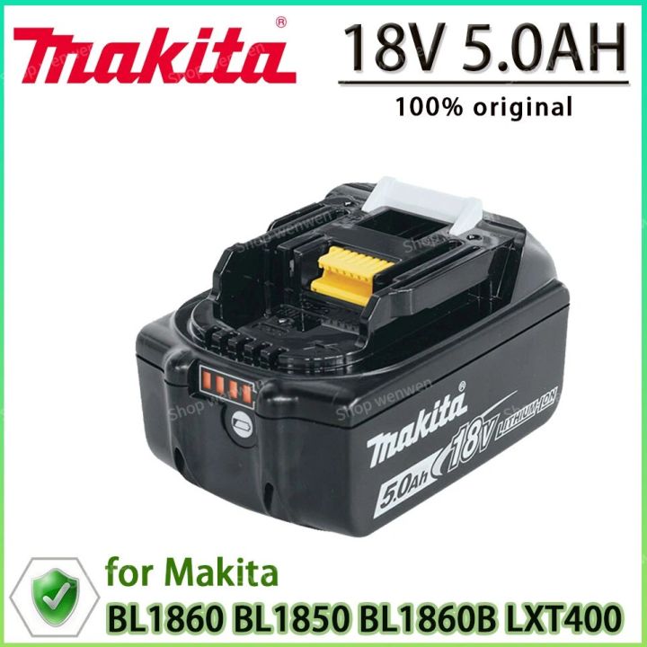 Original Makita 18V Battery 5.0Ah Rechargeable Power Tools Battery with LED Li-ion Replacement LXT BL1860B BL1860 BL1850 5000mAh
