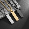 Fashionable Boys Pendant and Bar Necklace for Men, Stainless Steel  Black. 