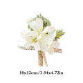 shenggao 1Pcs Bridal Artificial Rose Boutonniere Corsage Wedding Flowers Bouquet Groom Man Suit Party Decoration.