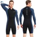 1.5mm Neoprene Men Wetsuit Diving Suit Keep Warm Long Sleeve Shorts Front Zip Protection XXXL.