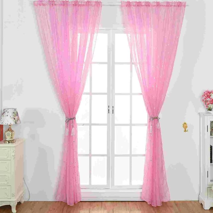 Sheer%20Curtains%20Grommets%20Romantic%20Silver%20Star%20Foil%20Window%20Treatment%20for%20Girl%20Bedroom%20Glitter%20Stars%20Thin%20and%20-%20Image%206