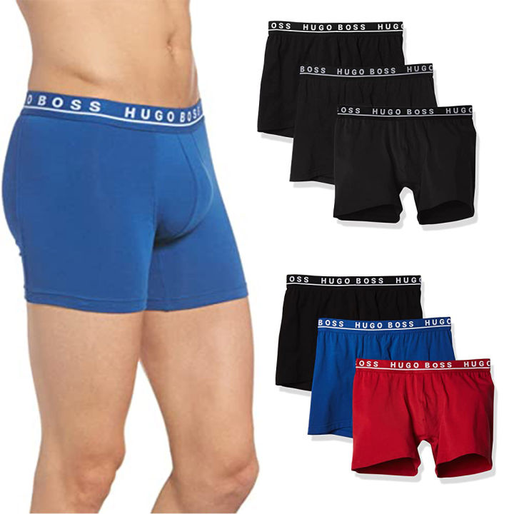 BOSS THREE PACK OF STRETCH COTTON TRUNKS ELASTANE BOXER UNDERWEAR