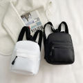 Mini Women Pure Nylon Zipper Backpack Solid Color Student School Shoulder Handbag Travel Top-hondle Bag for Female Phone Purse.