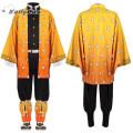 Anime Demon Slayer Kimetsu no Yaiba Agatsuma Zenitsu Cosplay Costume Women Kimono Uniform Halloween Christmas Party Clothes.