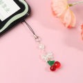 Y2K Cute Bow Cherry Phone Lanyard Sweet Summer Mobile Phone Chain For Girls Korean Beaded Cell Phone Charm Keychain MIRRORRR. 