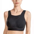 Womens Bounce Control Wireless Sports Bra High Impact Full Coverage Non Padded Underwear 36 38 40 42 44 C D DD E F G Solid Black.