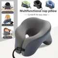 Travel Neck Pillow For Men and Women Winter Memory Foam Velour U Shaped Airplane Cushion Blue Comfort Style.