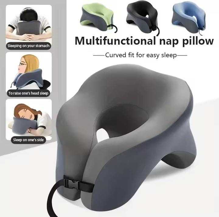 Travel Neck Pillow For Men and Women Winter Memory Foam Velour U Shaped Airplane Cushion Blue Comfort Style