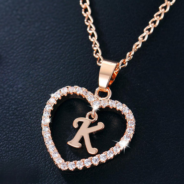 26 Necklace Love Accessories Gifts The Letters Heart Necklaces Pendant Woman Initials Name