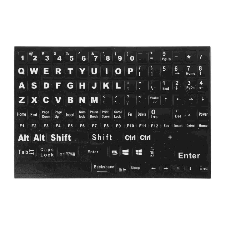 Keyboard Letter Stickers Universal English Computer Keyboard Replacement Stickers English Keyboard Black Background White