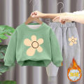 Girls Sweatshirt Set 2023 New Fleece Winter Style Girls Foreign Tops Children's Clothes Baby Pants Autumn and Winter. 