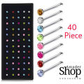 Stone Nose Pin For Women 40 Piece (box) multicolour  nose pin. 
