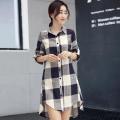 Plaid Loose-Fitting Shirt Mid-Length Fashion Large Size Women's Shirt Spring and Autumn New Korean Slim Fit Sun Protective Clothes Coat.