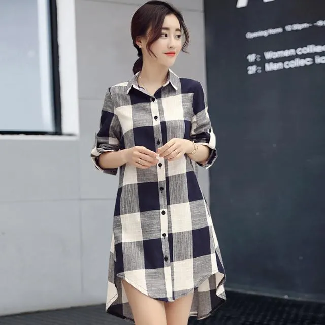 Plaid%20Loose-Fitting%20Shirt%20Mid-Length%20Fashion%20Large%20Size%20Women's%20Shirt%20Spring%20and%20Autumn%20New%20Korean%20Slim%20Fit%20Sun%20Protective%20Clothes%20Coat%20-%20Image%206